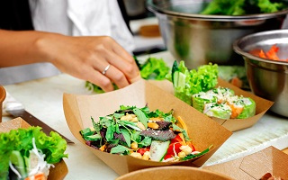 Salad in a take out platter