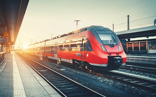 Tram in a trail tracks